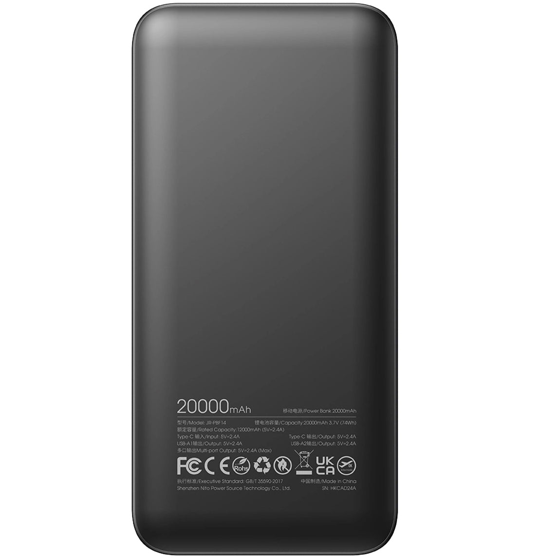 Външна батерия Joyroom JR-PBF14, 20000mAh, 12W, 1 x USB-C - 2 x USB-A, Черна