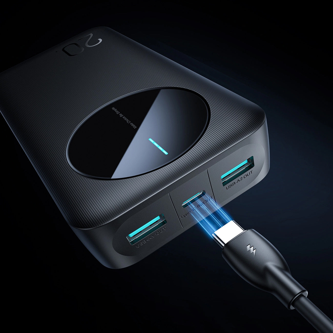 Външна батерия Joyroom JR-PBF14, 20000mAh, 12W, 1 x USB-C - 2 x USB-A, Черна