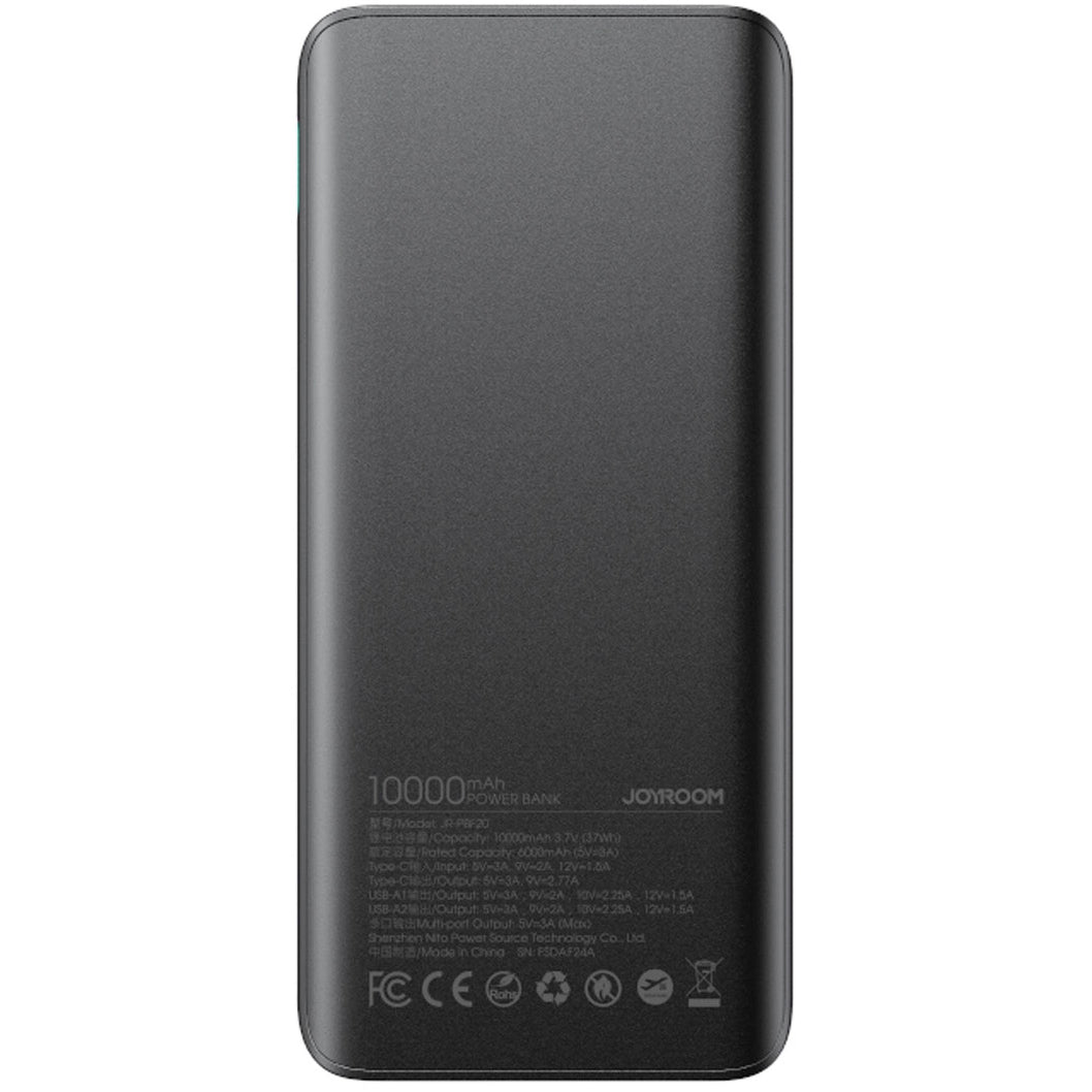 Външна батерия Joyroom JR-PBF20, 10000mAh, 25W, QC + PD, 1 x USB-C - 2 x USB-A, Черна