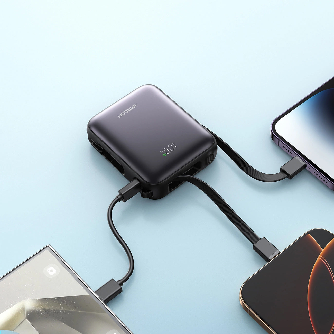 Външна батерия Joyroom JR-PBF27, 10000mAh, 22.5W, QC + PD, 1 x Lightning - 2 x USB-C, Черна