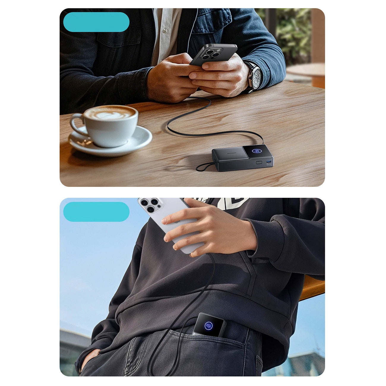Joyroom JR-PR1 External Battery, 10000mAh, 22.5W, PD, 2 x USB-C, Grey