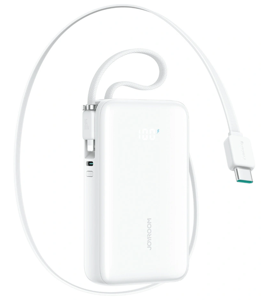 Външна батерия Joyroom JR-PR2L, 10000mAh, 35W, QC + PD, 1 x Lightning - 1 x USB-C, Бяла