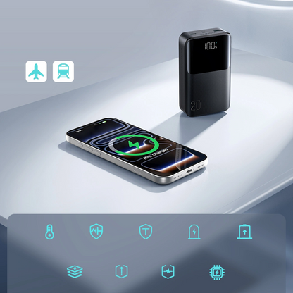 Външна батерия Joyroom JR-QP192, 20000mAh, 22.5W, QC + PD, 1 x USB-A - 2 x USB-C, Черна