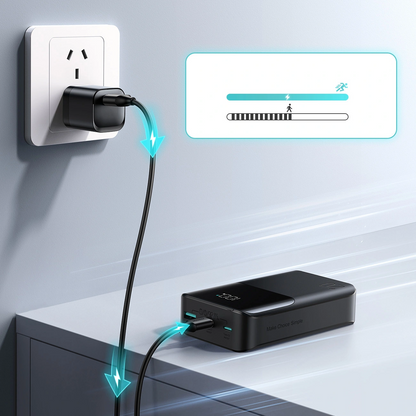 Външна батерия Joyroom JR-QP192, 20000mAh, 22.5W, QC + PD, 1 x USB-A - 2 x USB-C, Черна