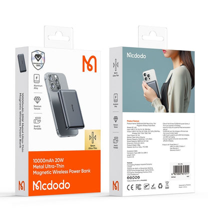 Външна батерия Wireless McDodo MC-4651 Meta, 10000mAh, 20W, PD + FQI, 1 x QI - 1 x USB-C, Черна