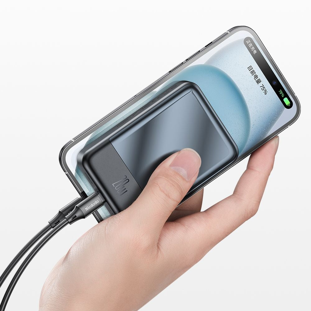 Външна батерия Wireless McDodo MC-5021 Ambilight, 20000mAh, 20W, PD + FQI, 1 x QI - 1 x USB-C, Черна