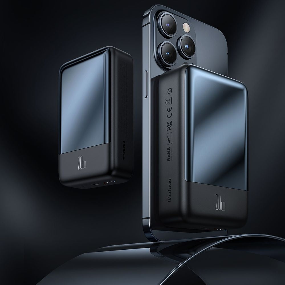 Външна батерия Wireless McDodo MC-5021 Ambilight, 20000mAh, 20W, PD + FQI, 1 x QI - 1 x USB-C, Черна