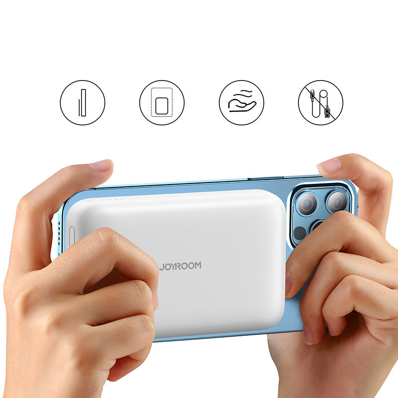 Външна батерия Wireless Joyroom JR-W020, 10000mAh, 20W, QC + PD + FQI, 1 x QI - 1 x USB-A - 1 x USB-C, Бяла