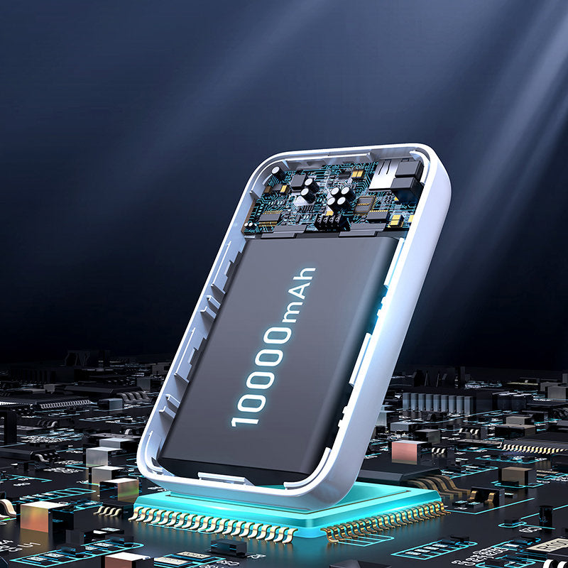 Външна батерия Wireless Joyroom JR-W020, 10000mAh, 20W, QC + PD + FQI, 1 x QI - 1 x USB-A - 1 x USB-C, Бяла