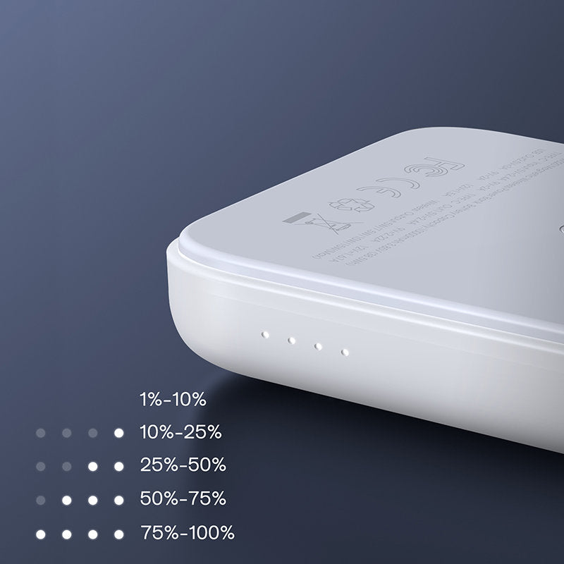 Външна батерия Wireless Joyroom JR-W020, 10000mAh, 20W, QC + PD + FQI, 1 x QI - 1 x USB-A - 1 x USB-C, Бяла