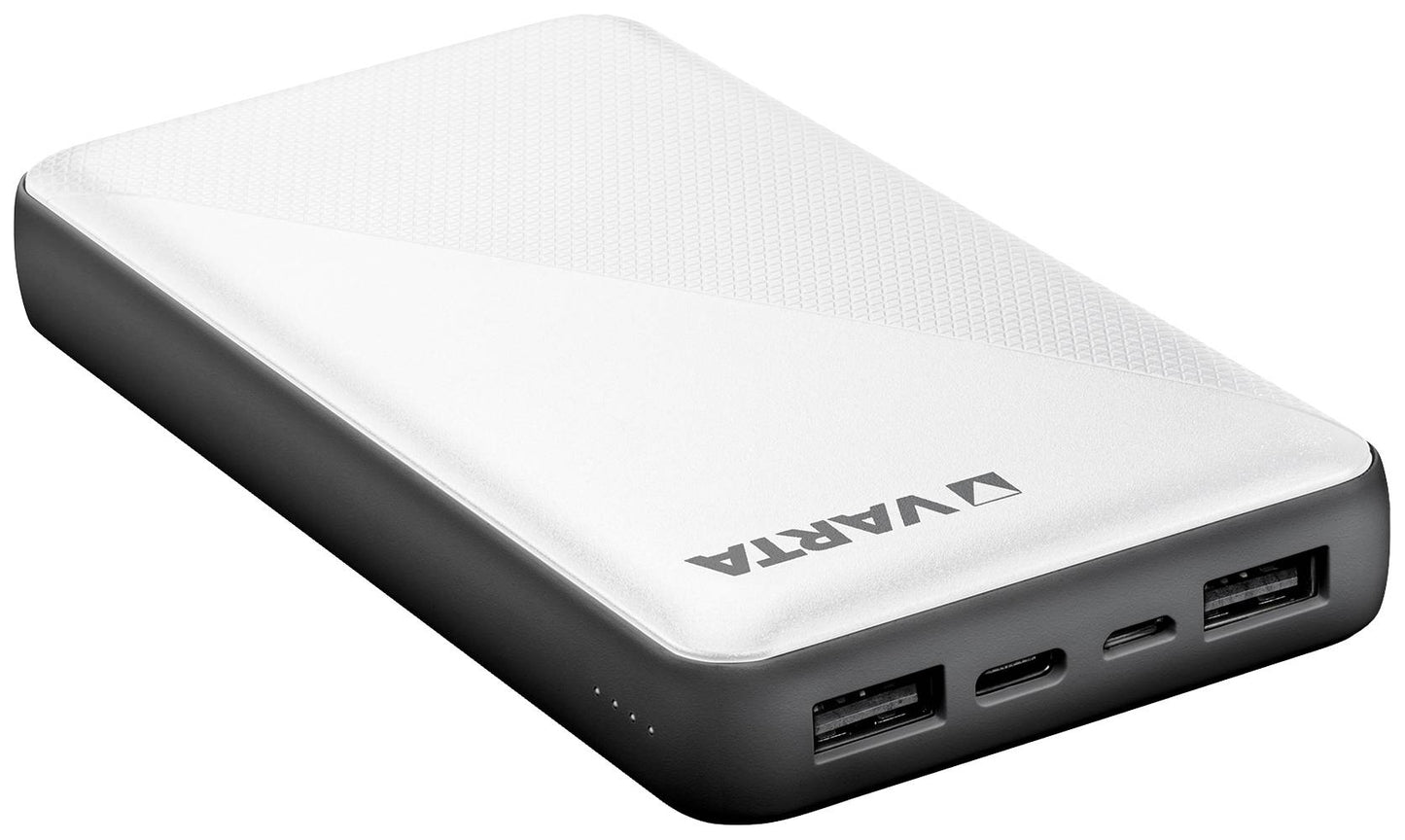 Външна батерия Varta Energy, 15000mAh, 15W, 2 x USB-A - 1 x USB-C, бяла