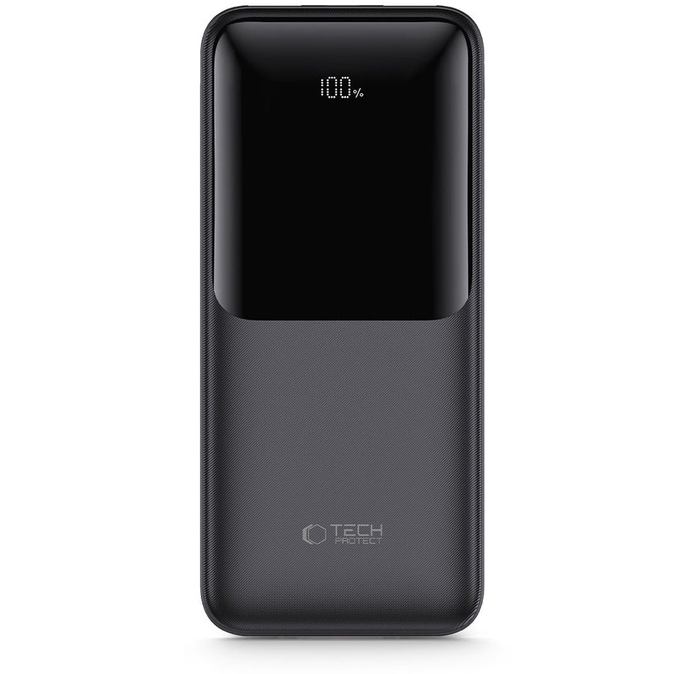 Външна батерия Tech-Protect PB02, 20000mAh, 22.5W, QC + PD, 1 x USB-C - 2 x USB-A, Черна