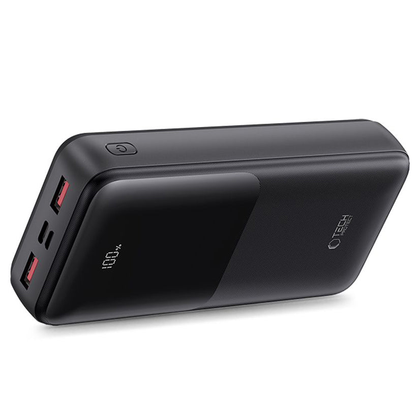Външна батерия Tech-Protect PB02, 20000mAh, 22.5W, QC + PD, 1 x USB-C - 2 x USB-A, Черна