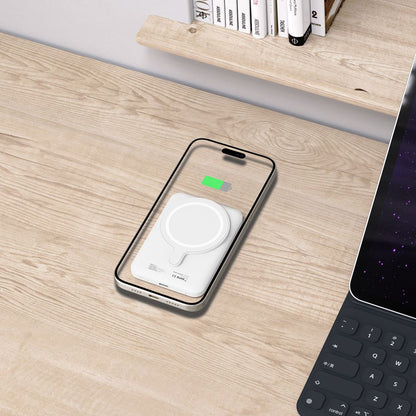 Tech-Protect PB10 LifeMag Безжична външна батерия, 5000mAh, 15W, PD + FQI, 1 x QI - 1 x USB-C, бяла