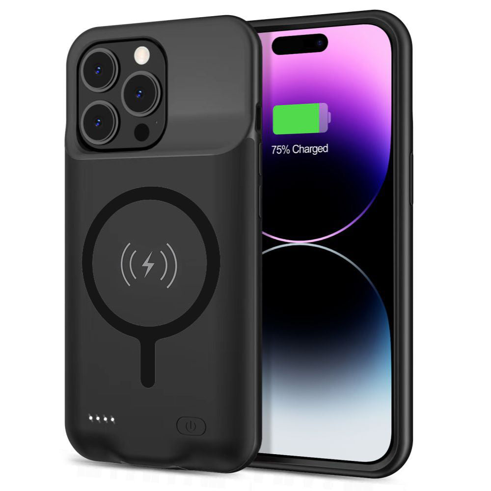 Външна батерия тип калъф Wireless Techsuit Power Pro Battery за Apple iPhone 15 Pro, 7000mAh, Черна