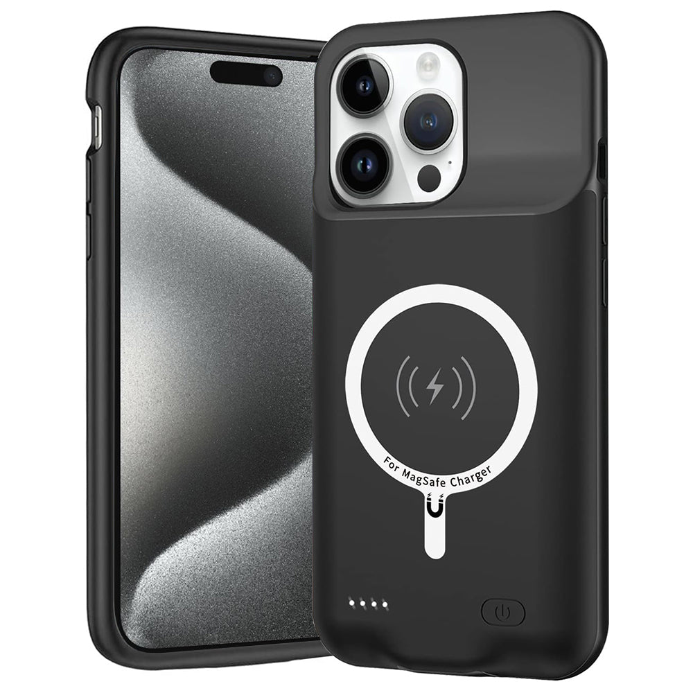 Външна батерия тип калъф Wireless Techsuit Power Pro Battery за Apple iPhone 15 Pro, 7000mAh, Черна