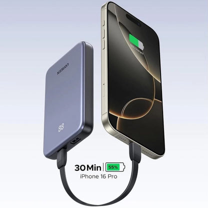Външна батерия UGREEN 75131B, 10000mAh, 22.5W, QC + PD, 1 x USB-A - 1 x USB-C, Сивa