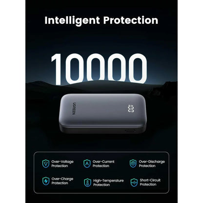 Външна батерия UGREEN PB502, 10000mAh, 30W, QC + PD, 1 x USB-A - 1 x USB-C, Сив