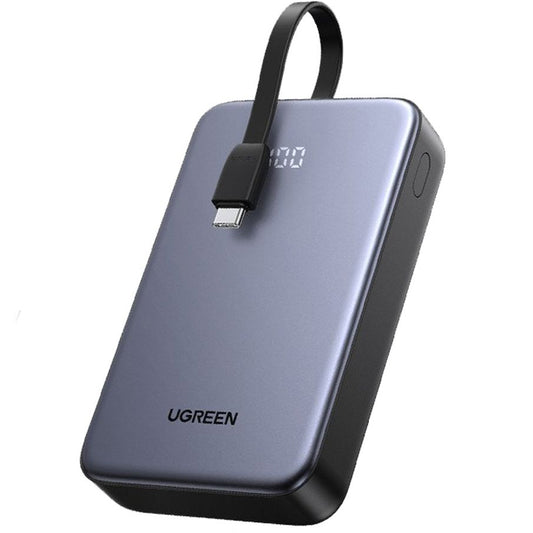 Външна батерия UGREEN PB505, 20000mAh, 22.5W, QC + PD, 1 x USB-A - 2 x USB-C, Сивa