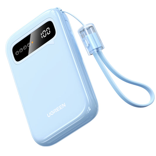 Външна батерия UGREEN PB522, 10000mAh, 20W, QC + PD, 1 x USB-A - 1 x USB-C, Синя