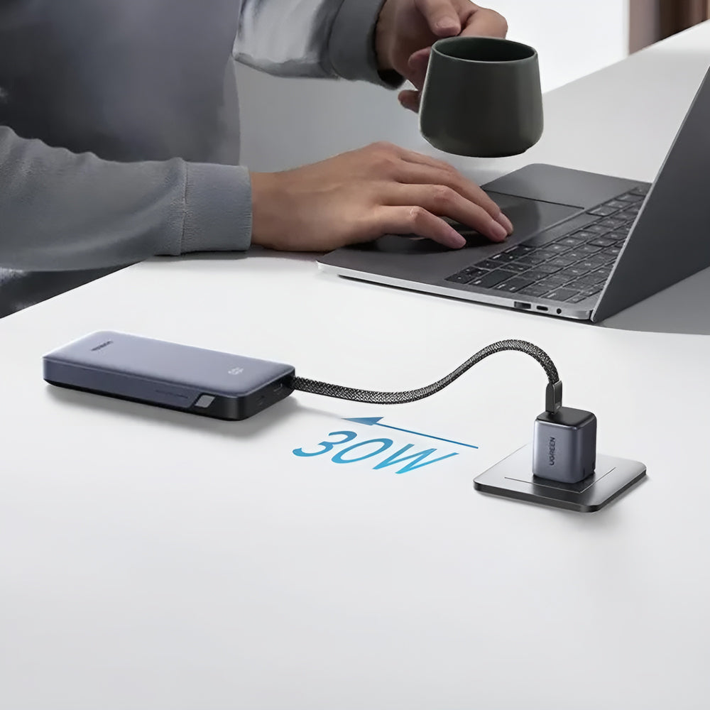 Външна батерия UGREEN PB528 (55985B), 20000mAh, 30W, QC + PD, 1 x USB-A - 3 x USB-C, Сив