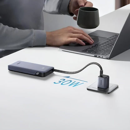 Външна батерия UGREEN PB528 (55985B), 20000mAh, 30W, QC + PD, 1 x USB-A - 3 x USB-C, Сив