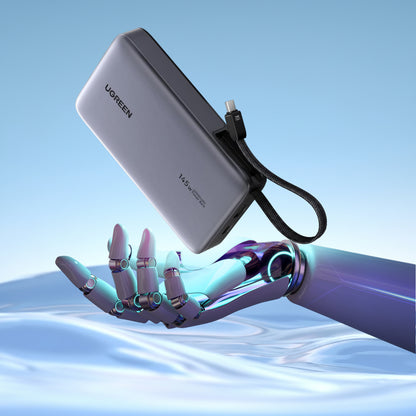 UGREEN PB551 External Battery (55992B), 20000mAh, 145W, QC + PD, 1 x USB-A - 2 x USB-C, Gray