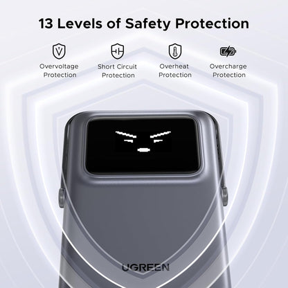 Външна батерия Wireless UGREEN PB572 Uno, 10000mAh, 20W, PD + FQI, 1 x QI - 1 x USB-C, Сив