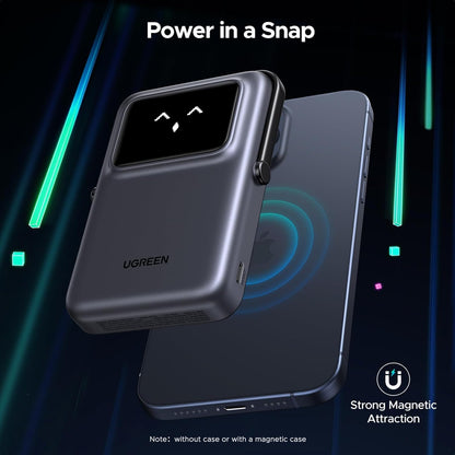 Външна батерия Wireless UGREEN PB572 Uno, 10000mAh, 20W, PD + FQI, 1 x QI - 1 x USB-C, Сив