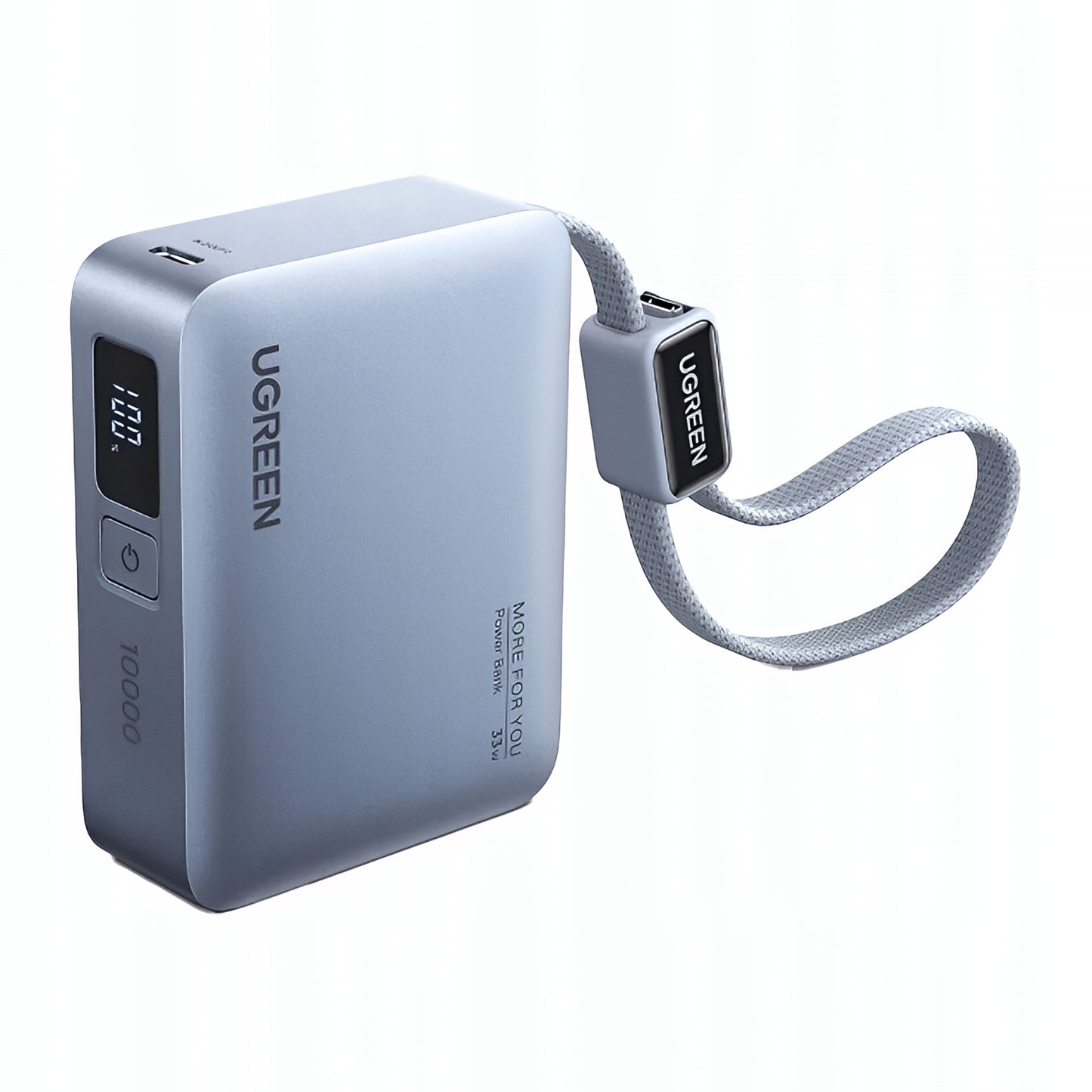 Външна батерия UGREEN PB584 (75173B), 10000mAh, 33W, QC + PD, 1 x USB-A - 2 x USB-C, Синя