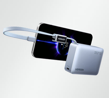 Външна батерия UGREEN PB584 (75173B), 10000mAh, 33W, QC + PD, 1 x USB-A - 2 x USB-C, Синя