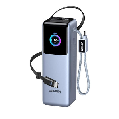 Външна батерия UGREEN PB728 (75702B), 25000mAh, 200W, QC + PD, 1 x USB-A - 3 x USB-C, Сив