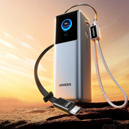 Външна батерия UGREEN PB728 (75702B), 25000mAh, 200W, QC + PD, 1 x USB-A - 3 x USB-C, Сив