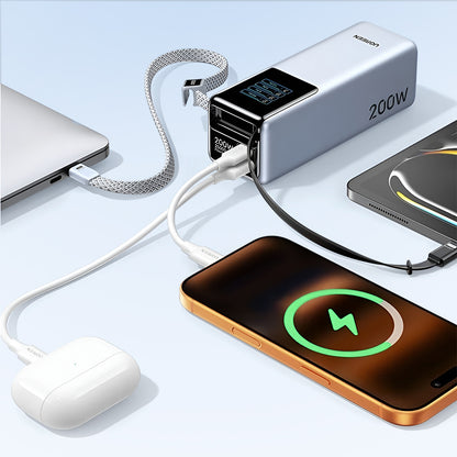 Външна батерия UGREEN PB728 (75702B), 25000mAh, 200W, QC + PD, 1 x USB-A - 3 x USB-C, Сив