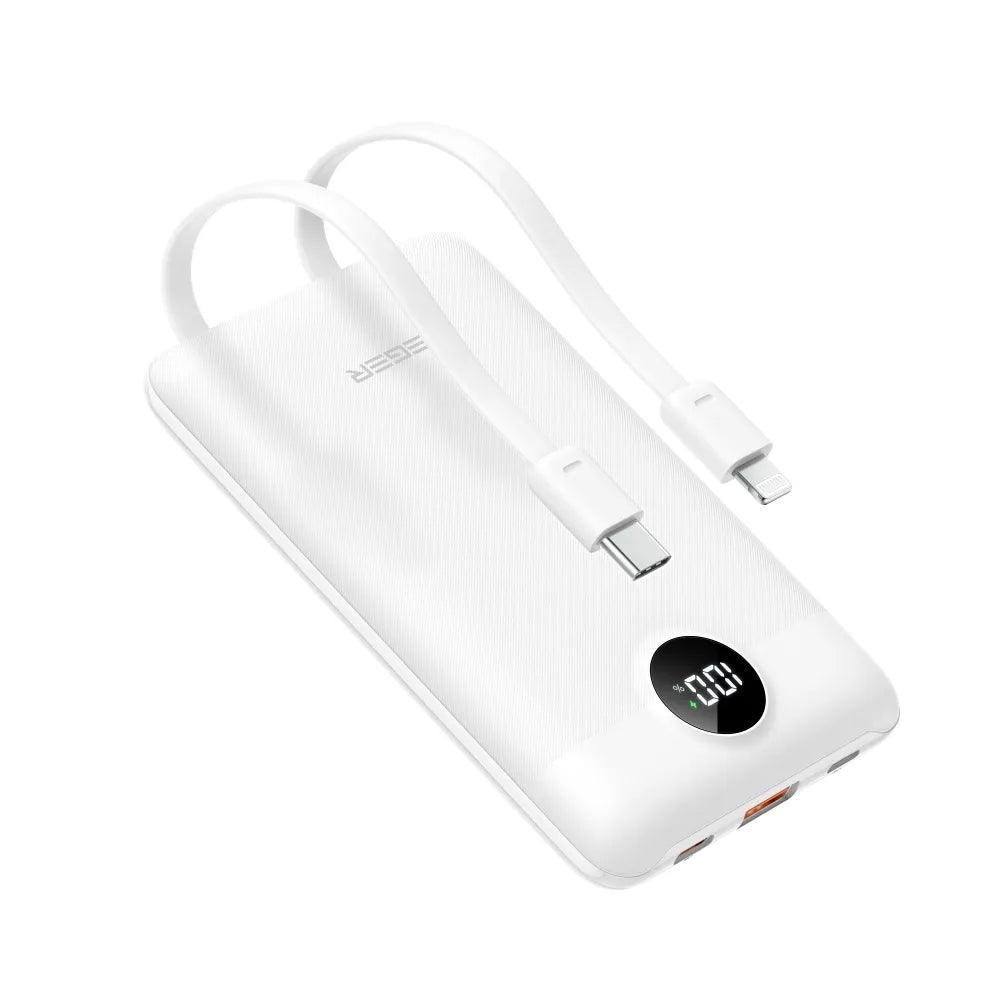 Veger C11C External Battery, 10000mAh, 22.5W, QC + PD, 1 x Lightning - 1 x USB-A - 2 x USB-C, White