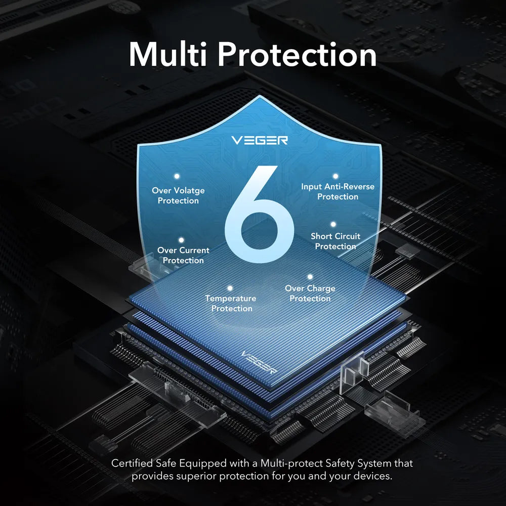 External Battery Veger L10S, 10000mAh, 20W, QC + PD, 1 x USB-C - 2 x USB-A, Black