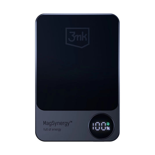 3MK MagSynergy Безжична външна батерия, 5000mAh, 18W, PD + FQI, 1 x QI - 1 x USB-C, черна