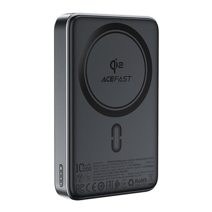 Външна батерия Wireless Acefast M11, 10000mAh, 30W, PD + FQI, 1 x QI - 1 x USB-C, Черна