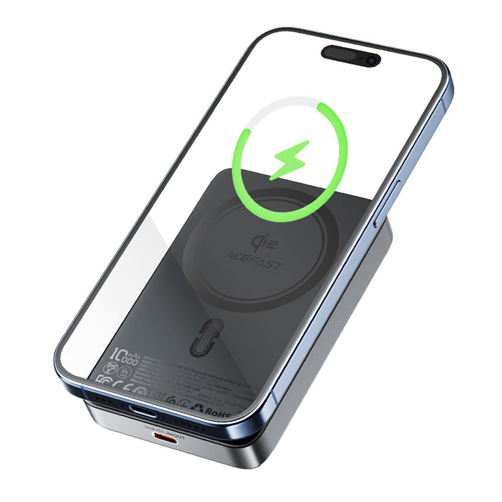 Външна батерия Wireless Acefast M11, 10000mAh, 30W, PD + FQI, 1 x QI - 1 x USB-C, Черна
