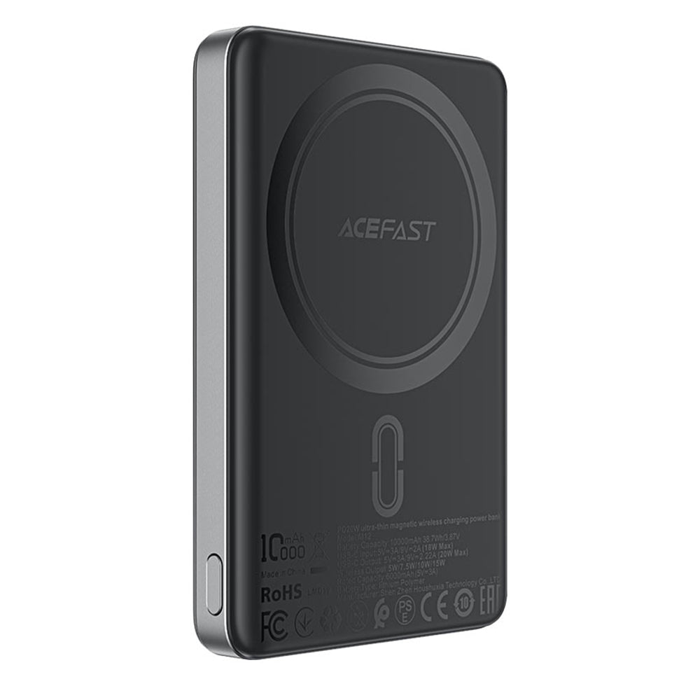 Външна батерия Wireless Acefast M12, 10000mAh, 20W, PD + FQI, 1 x QI - 1 x USB-C, Черна