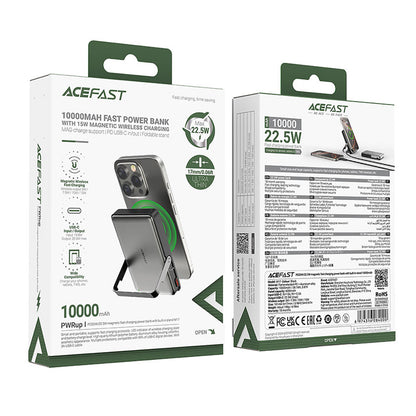 Външна батерия Wireless Acefast M17, 10000mAh, 22.5W, PD + FQI, 1 x QI - 1 x USB-C, Черна