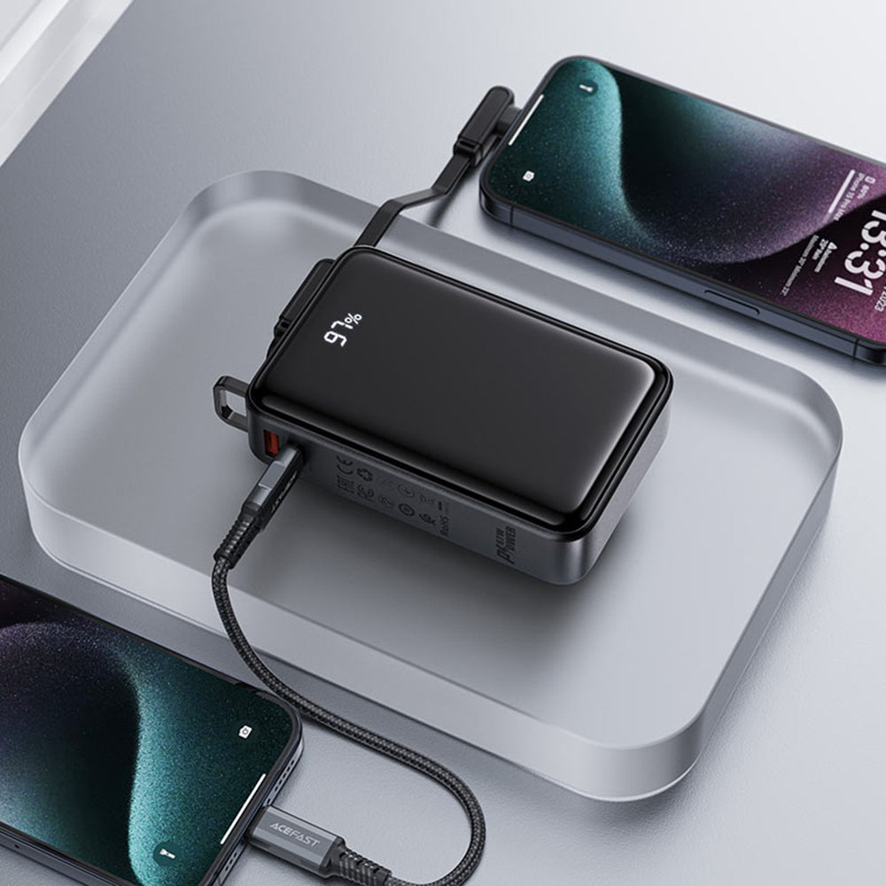 Външна батерия Acefast M4, 20000mAh, 67W, PD, 1 x USB-A - 2 x USB-C, Черна