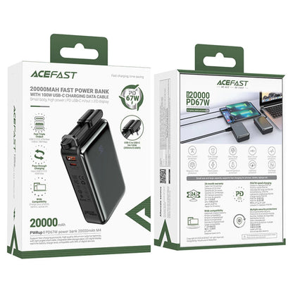Външна батерия Acefast M4, 20000mAh, 67W, PD, 1 x USB-A - 2 x USB-C, Черна