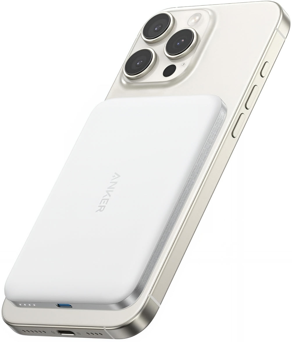 Anker Nano Wireless External Battery, 5000mAh, 20W, PD + FQI, 1 x QI - 1 x USB-C, White A1665H21