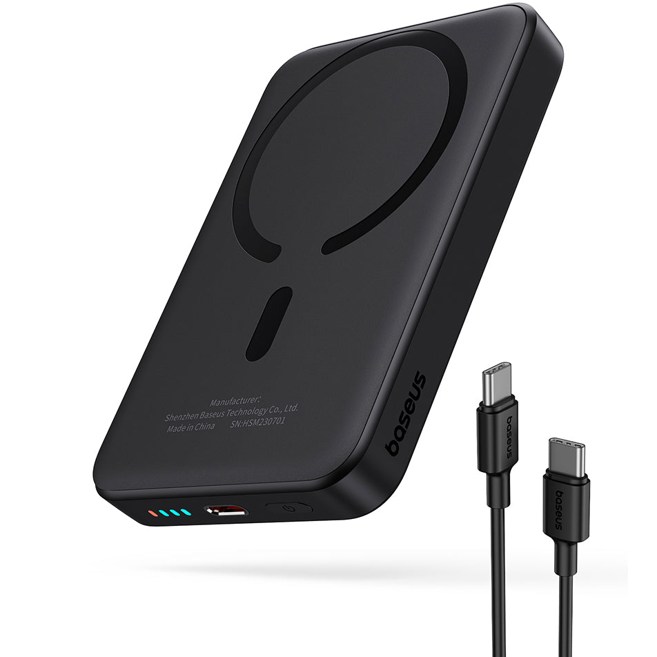 Външна батерия Wireless Baseus Magnetic Mini, 10000mAh, 20W, PD + FQI, 1 x QI - 1 x USB-C, Черна P10059001113-00