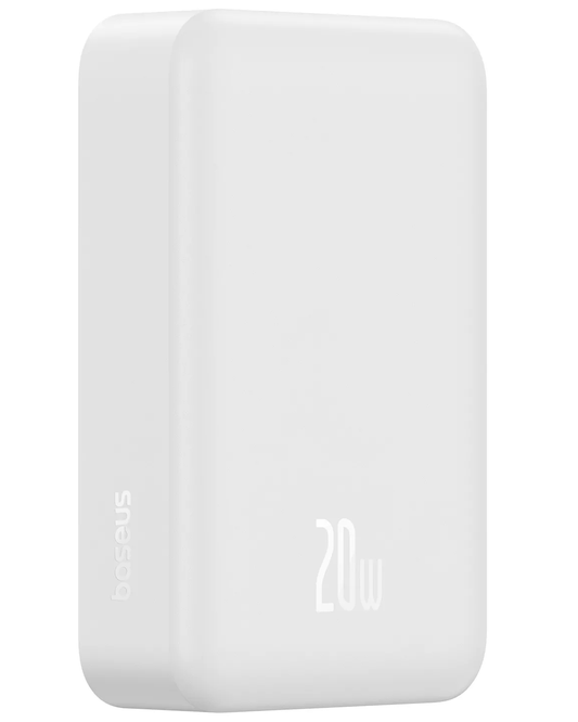 Безжична външна батерия Baseus EnerFill FM41 Mini, 20000mAh, 20W, PD + FQI, 1 x QI - 1 x USB-C, бяла E0027U01