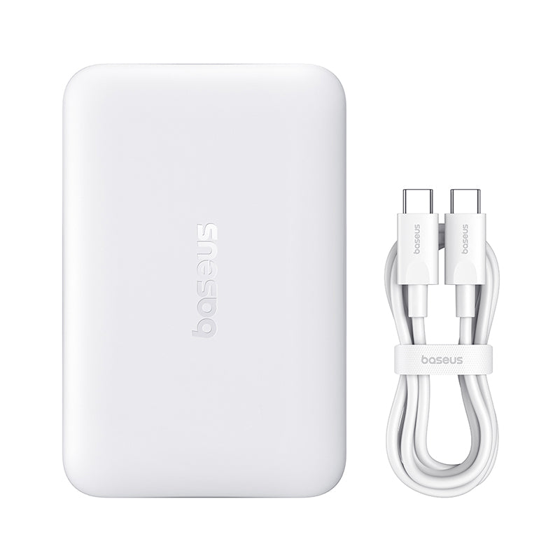 Безжичен външен акумулатор Baseus EnerFill FM11, 10000mAh, 30W, PD + FQI, 1 x QI - 1 x USB-C, бял