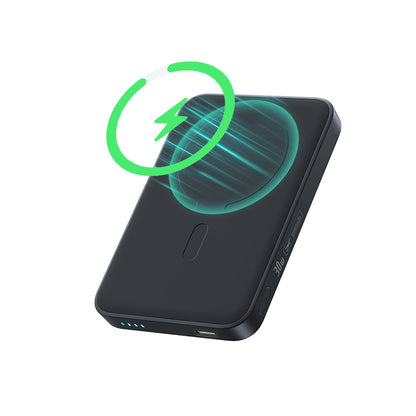 Безжичен външен акумулатор Baseus EnerFill FM11, 10000mAh, 30W, PD + FQI, 1 x QI - 1 x USB-C, Черен