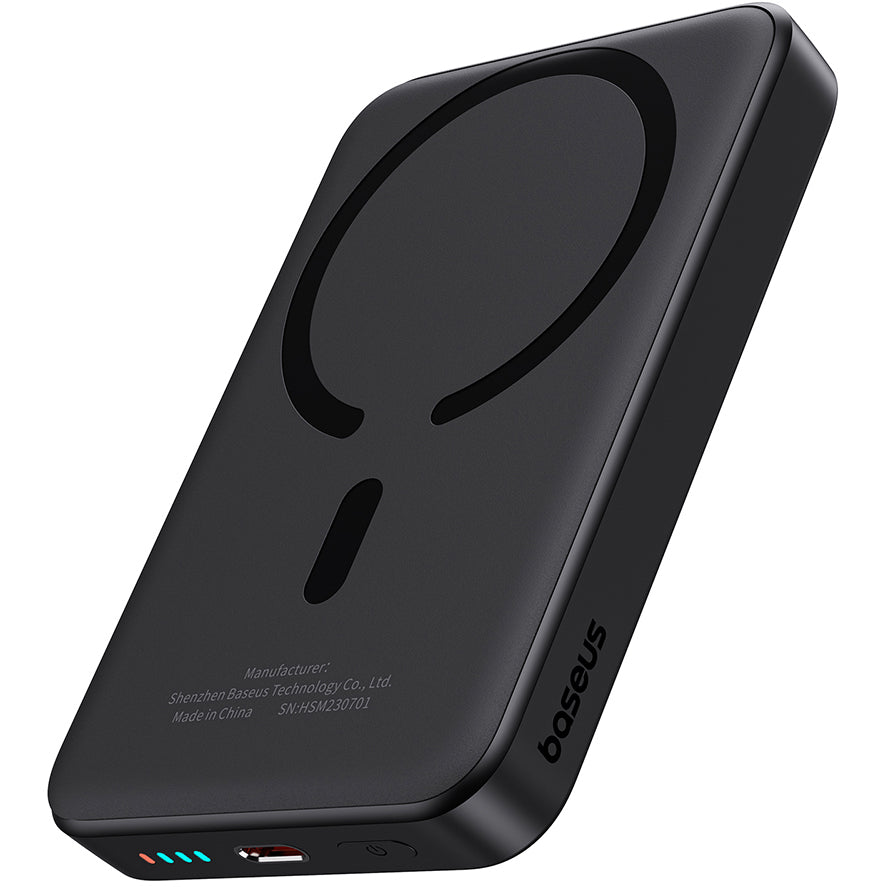 Външна батерия Wireless Baseus Magnetic Mini, 10000mAh, 20W, PD + FQI, 1 x QI - 1 x USB-C, Черна P10059001113-00