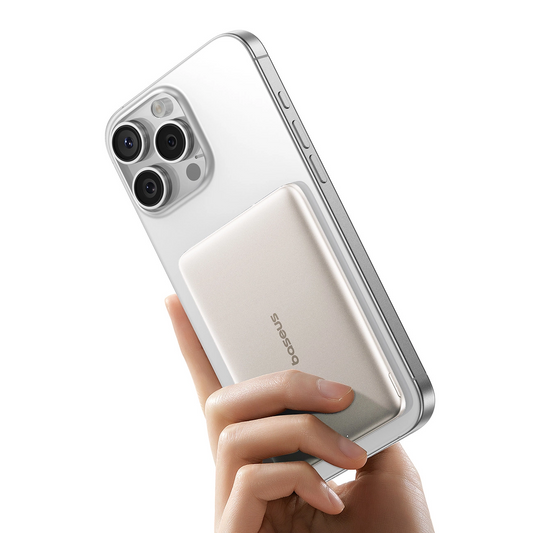 Външна батерия Wireless Baseus PicoGo AM41, 5000mAh, 20W, PD + FQI, 1 x QI - 1 x USB-C, Бежов